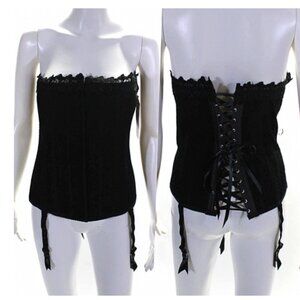NWT Grenier Black Lace Up Overbust Corset Size 4 M/L